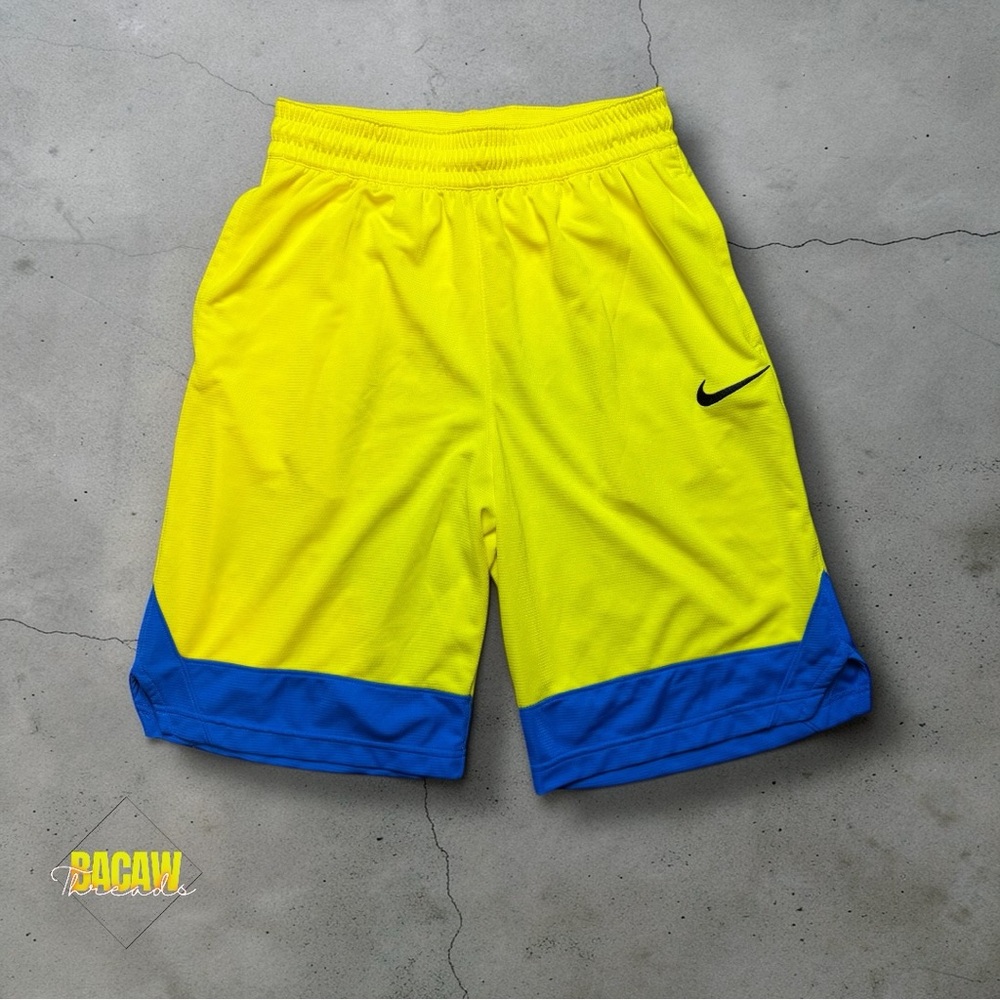 Nike Men’s Medium Dri-Fit Icon Yellow and Blue Basketball Shorts